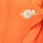 Tangerine Orange Real Chanderi Saree | Aari Silver Chanderi & Salma Work | Jaipurio Luxury Collection